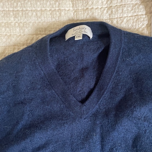 Turnbury Men's Blue v neck Sweater extra fine merino wool size XXL - Picture 3 of 10